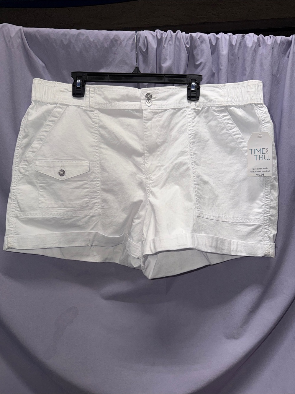 Time and Tru White Women's Cargo Utility Shorts
